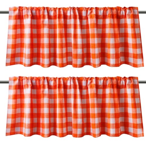 WOSIBO Buffalo Window Valences (Orange and White) - Image 2