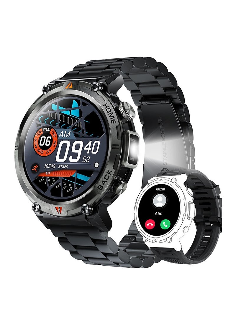 AROAQ KE3 LED Flashlight Smart Watch with Bluetooth Heart Rate Blood Oxygen Sleep and Exercise Monitor 3ATM