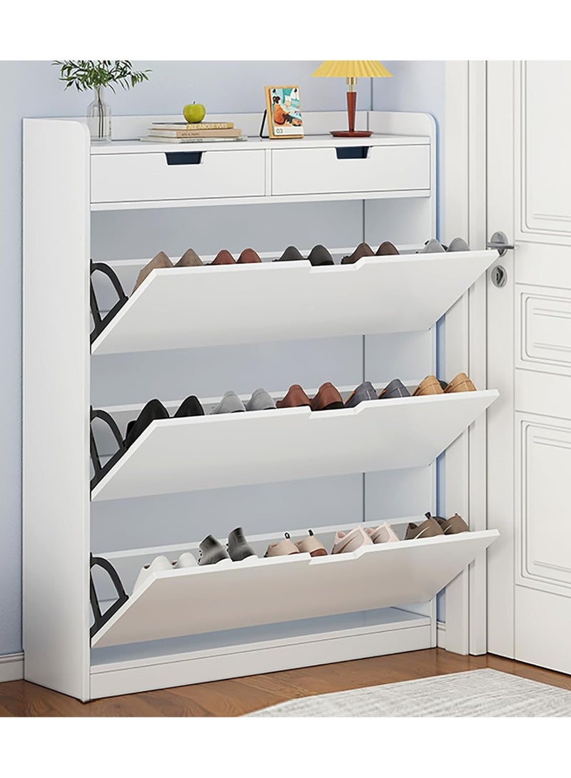 DubaiGallery Modern Luxury Hallway Closet, Stylish Simple Balcony Shoes and Slippers Rack, Wooden White - Image 1