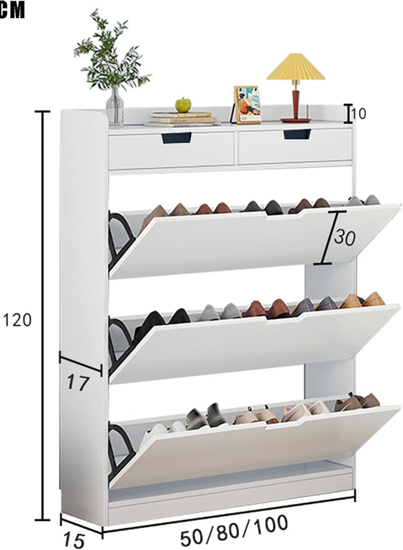 DubaiGallery Modern Luxury Hallway Closet, Stylish Simple Balcony Shoes and Slippers Rack, Wooden White - Image 4