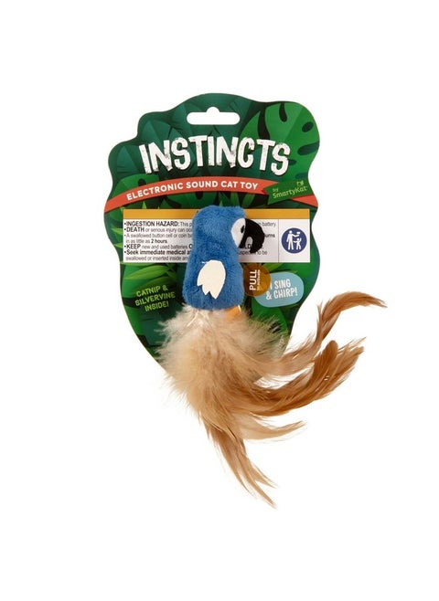 SmartyKat Instincts HappyNip Chatty Chirp Plush Electronic Sound Cat Toy, Contains Catnip & Silvervine - Blue, One Size