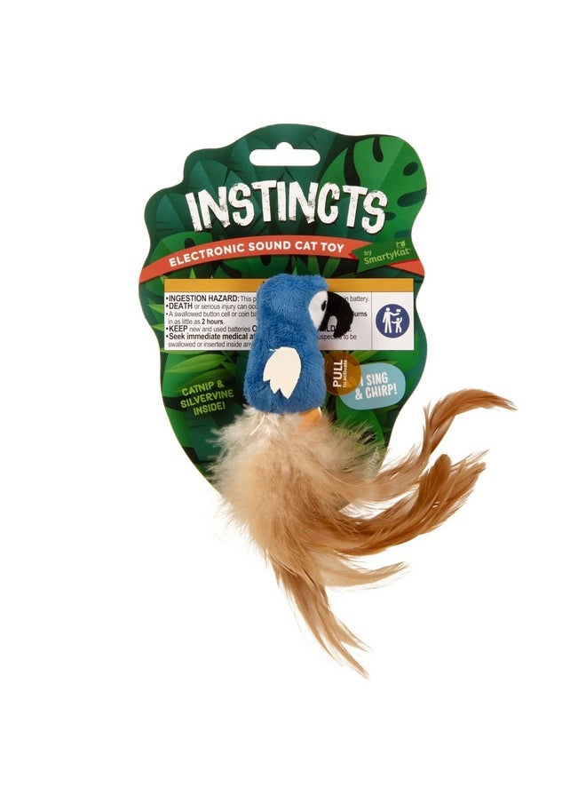 SmartyKat SmartyKat Instincts HappyNip Chatty Chirp Plush Electronic Sound Cat Toy, Contains Catnip & Silvervine - Blue, One Size  - Image 1