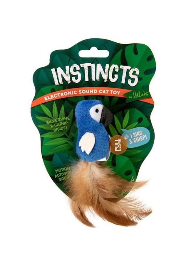 SmartyKat SmartyKat Instincts HappyNip Chatty Chirp Plush Electronic Sound Cat Toy, Contains Catnip & Silvervine - Blue, One Size  - Image 3