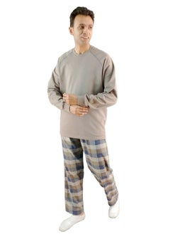 Jet Men Winter Pajama Set Long Sleeve &Carreau Bottom- Coffee 