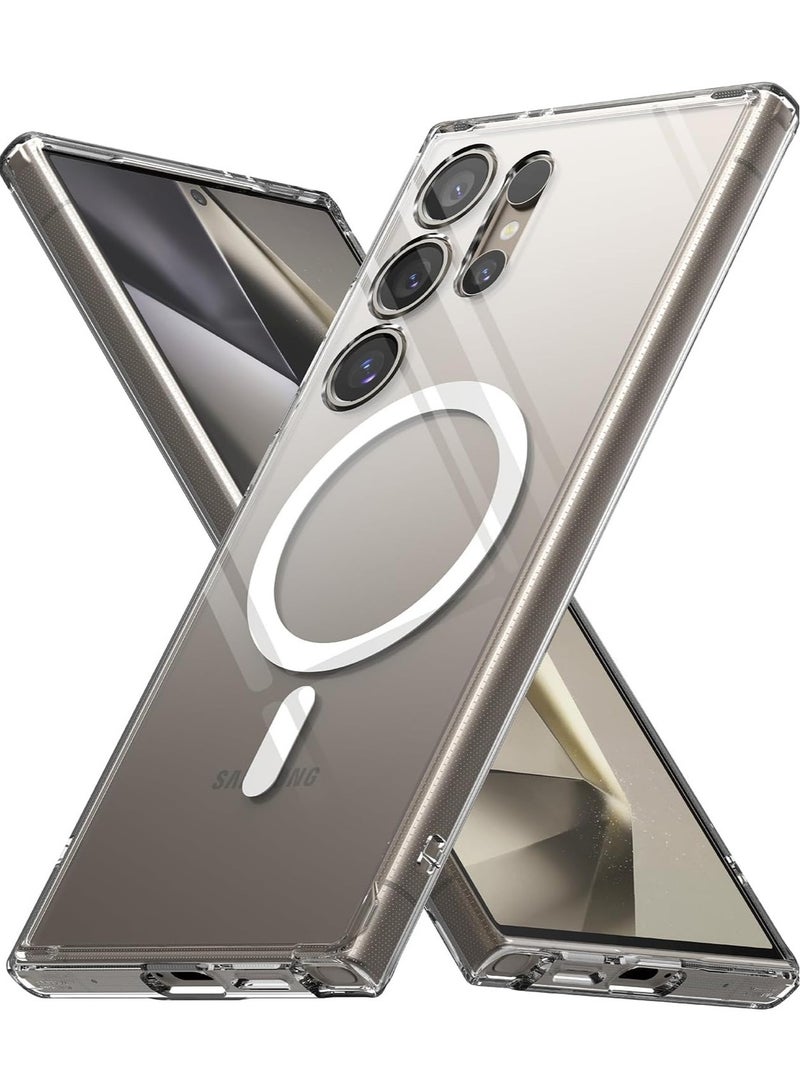 Fusion Magnetic [Compatible with MagSafe] Designed for Samsung Galaxy S24 Ultra Case, Transparent Shockproof TPU Bumper Sturdy Protective Phone Cover for Magnetic Accessories - Clear  - Image 1