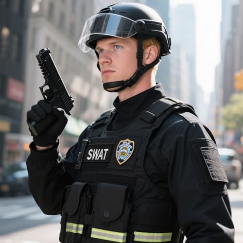 EMORBALS 2 Pack Swat Costume Accessory Set - Swat Patch for Vest, Jacket 10" x 3.5"&5" x 1.75"(Black) - Image 5
