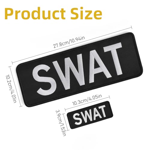 EMORBALS 2 Pack Swat Costume Accessory Set - Swat Patch for Vest, Jacket 10" x 3.5"&5" x 1.75"(Black) - Image 2