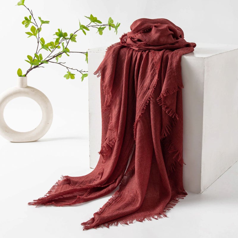 وشاح حرير طويل بلون صلب كوري - 40 كراميل - Image 3