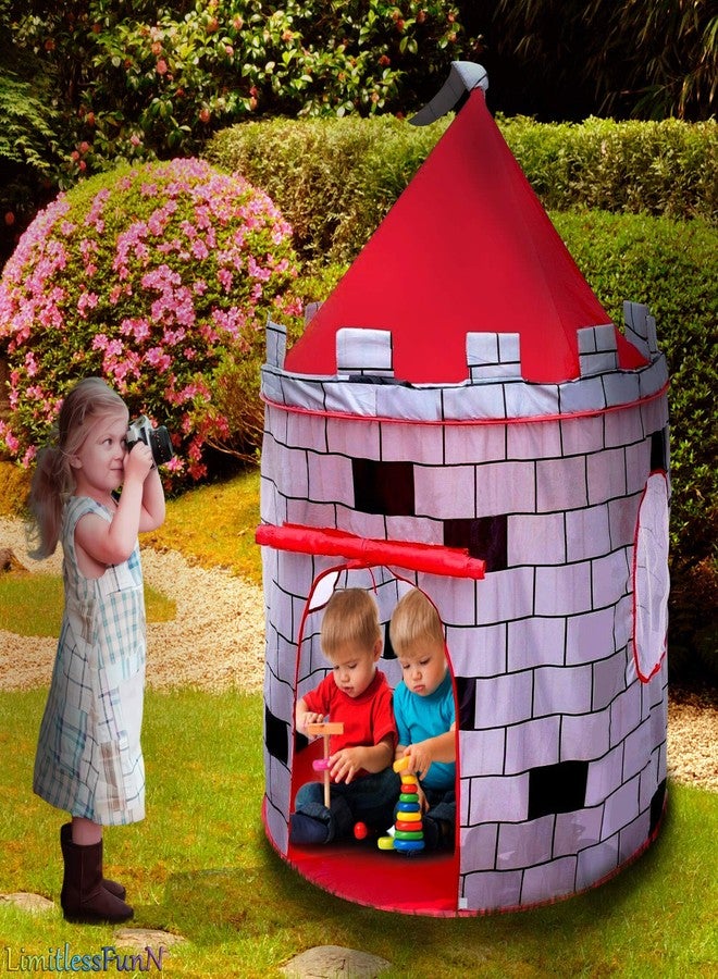 LimitlessFunN Knight Castle Pop Up Kids Play Tent | Includes Star Lights & Carrying Case |, Children Indoor Castle Playhouse for Boys, Toddlers, 41" D x 41" W x 53" H - Image 3
