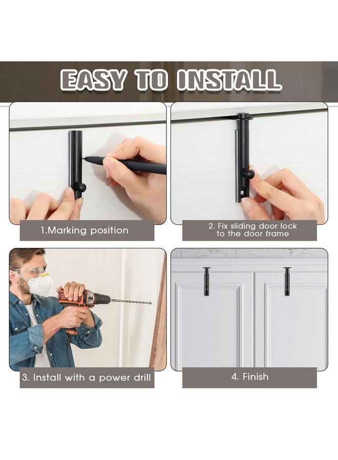 Lothee Lothee 4 Pcs Solid Brass Surface Bolt Door Slide Bolt Door Latches for Top of Door Slide Latch Lock (Matte Black,4")  - Image 4