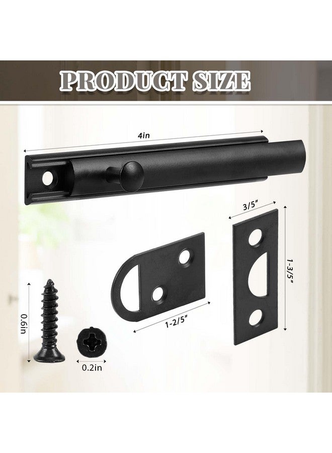 Lothee Lothee 4 Pcs Solid Brass Surface Bolt Door Slide Bolt Door Latches for Top of Door Slide Latch Lock (Matte Black,4")  - Image 2