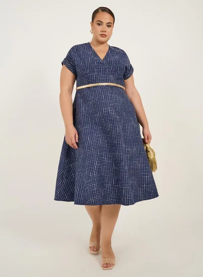 Styli Tweed V-Neck Dress