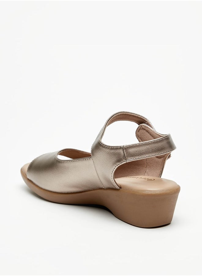 Le Confort - Women's Solid Wedge Heel Sandals with Hook and Loop Closure - Image 1