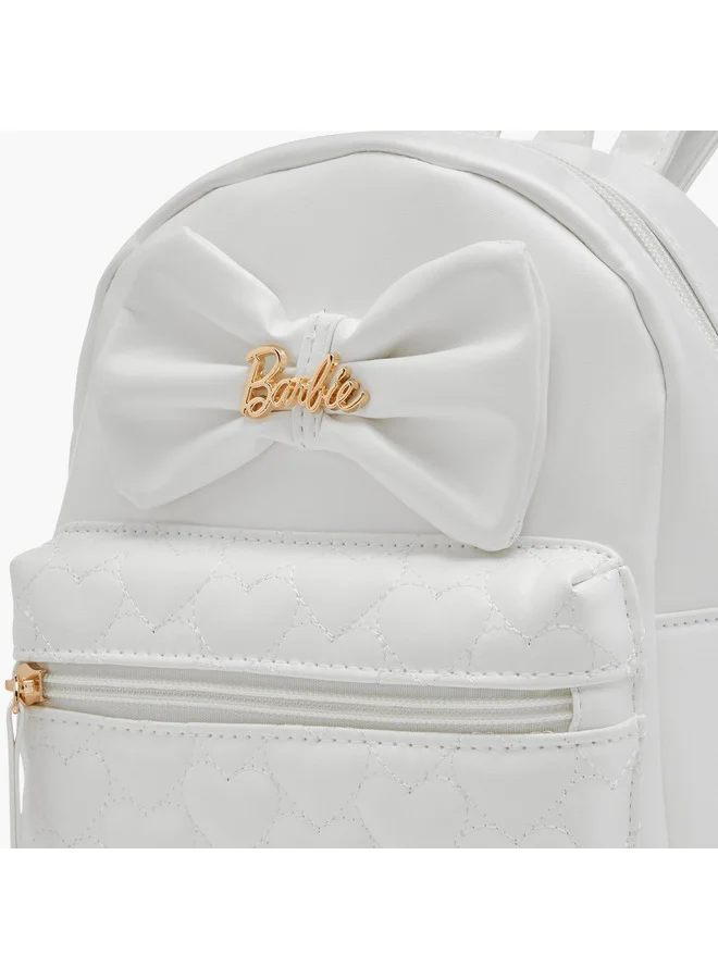 Barbie Girls Bow Applique Backpack with Zip Closure and Adjustable Strap