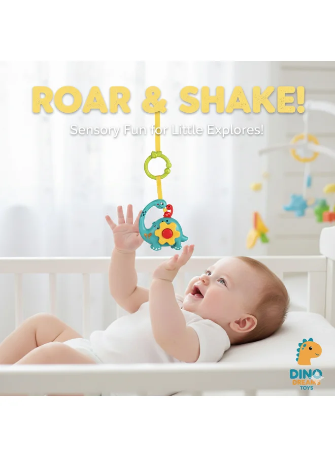 تولي لعبة معلّقة للأطفال على شكل ديناصور – لعبة تفاعلية لتنمية الحواس مع مشبك تعليق