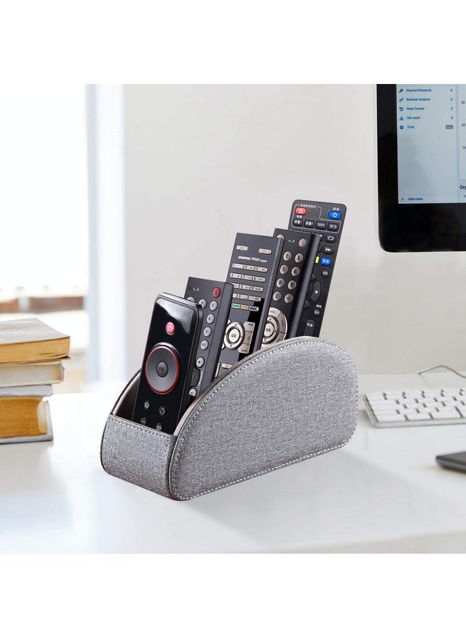 YAPISHI - Tv Remote Control Holder With 5 Compartments,Pu Leather Remote Caddy/Box/Tray Bedside Table Desk Storage Organizer For Dvd, Blu-Ray, Media Player, Heater Controllers And Cosmetics Office Supplies - Image 1
