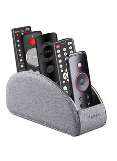 Tv Remote Control Holder With 5 Compartments,Pu Leather Remote Caddy/Box/Tray Bedside Table Desk Storage Organizer For Dvd, Blu-Ray, Media Player, Heater Controllers And Cosmetics Office Supplies