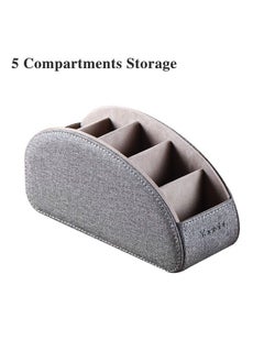 YAPISHI Tv Remote Control Holder With 5 Compartments,Pu Leather Remote Caddy/Box/Tray Bedside Table Desk Storage Organizer For Dvd, Blu-Ray, Media Player, Heater Controllers And Cosmetics Office Supplies  - Image 4