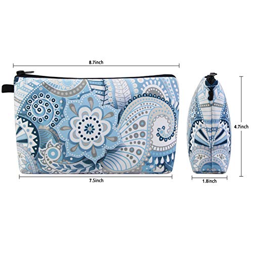 MAGEFY Makeup Bags for Women, Portable Travel Cosmetic Bag with Black Zipper Pouch Waterproof Makeup Pouch Multifunctional Small Bag for Women (1 pack, blue flower 0175) - Image 4