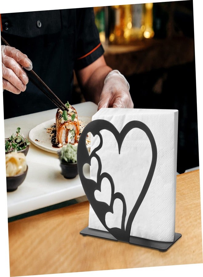 FONDOTIN Heart Shaped Napkin Holder Metal Tissue Dispenser Freestanding for Dining Table Kitchen and Bathroom Decorative Napkin Stand 4.72X3.93X1.57In - Image 3