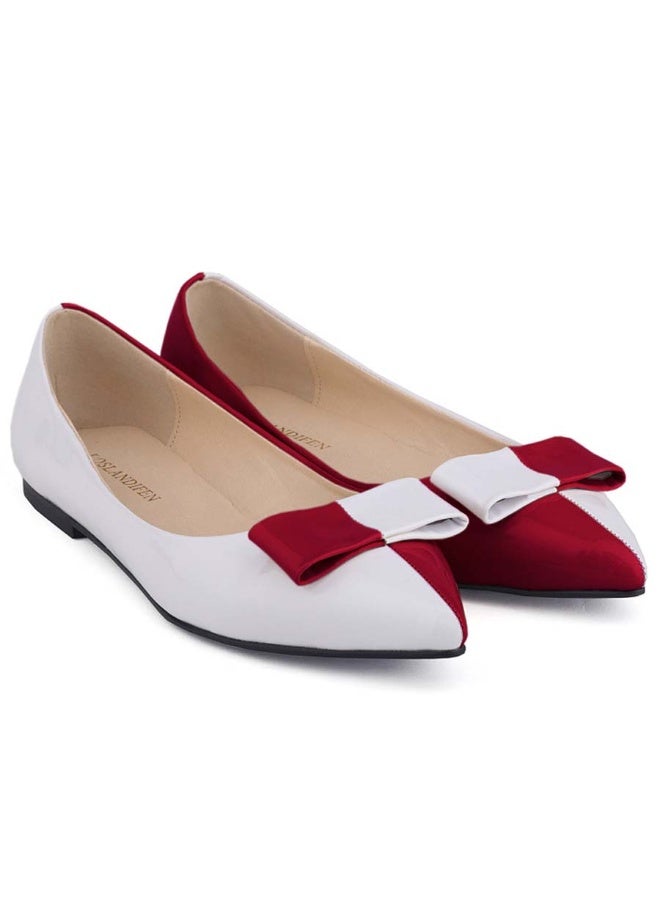 Loquat Versatile two-tone flats with white and red color-blocking pointed-toe women's single shoes 1cm - Image 2