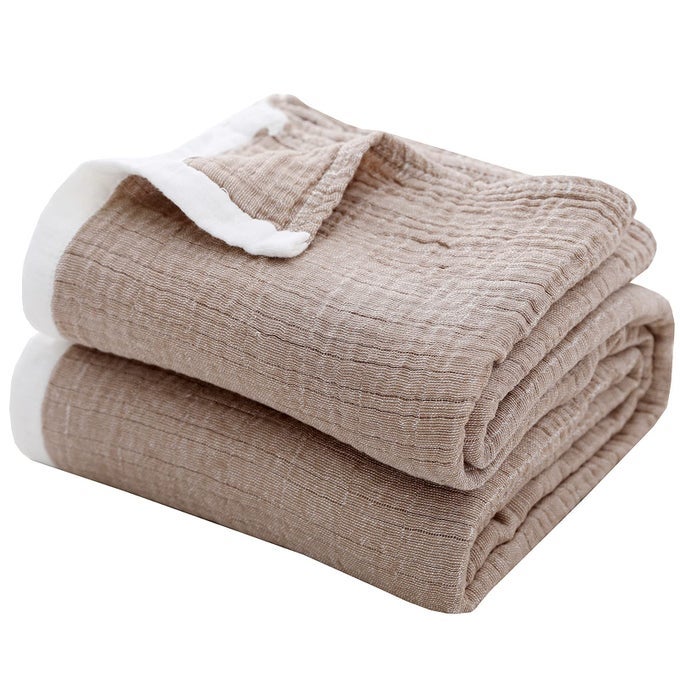 MUSLIN THROW BLANKET 100 COTTON BLANKETS FOR ADULTS AND BABY 4LAYER SOFT BREATHABLE BED THROW BLANKETS ALL SEASONKING SIZE BLANKET 90X102 COFFEE