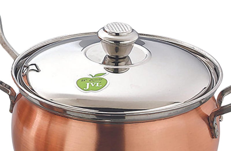 JVL وعاء طهي من الفولاذ المقاوم للصدأ مع غطاء ومقبض مجموعة 850 1300 2200 مل 3 قطع من النحاس الكامل للطهي مجموعة وعاء الطهي للمطبخ - Image 5