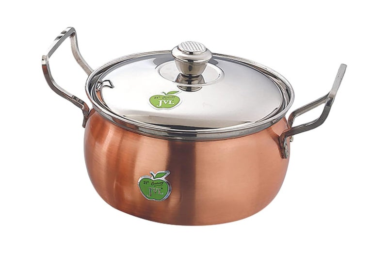 JVL وعاء طهي من الفولاذ المقاوم للصدأ مع غطاء ومقبض مجموعة 850 1300 2200 مل 3 قطع من النحاس الكامل للطهي مجموعة وعاء الطهي للمطبخ - Image 3