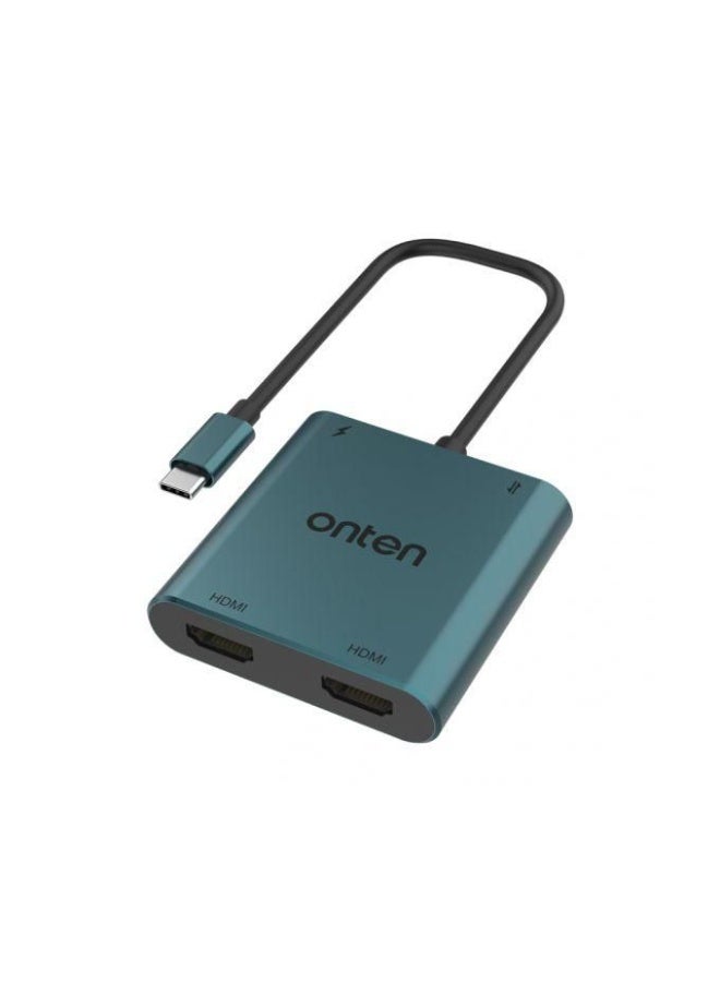 Onten OTN-9175K Multi-Stream Transport (MST) 4-in-1 USB-C to Dual HDMI Converter with (1xUSB-A + 1xUSB-C) - Green - Image 3