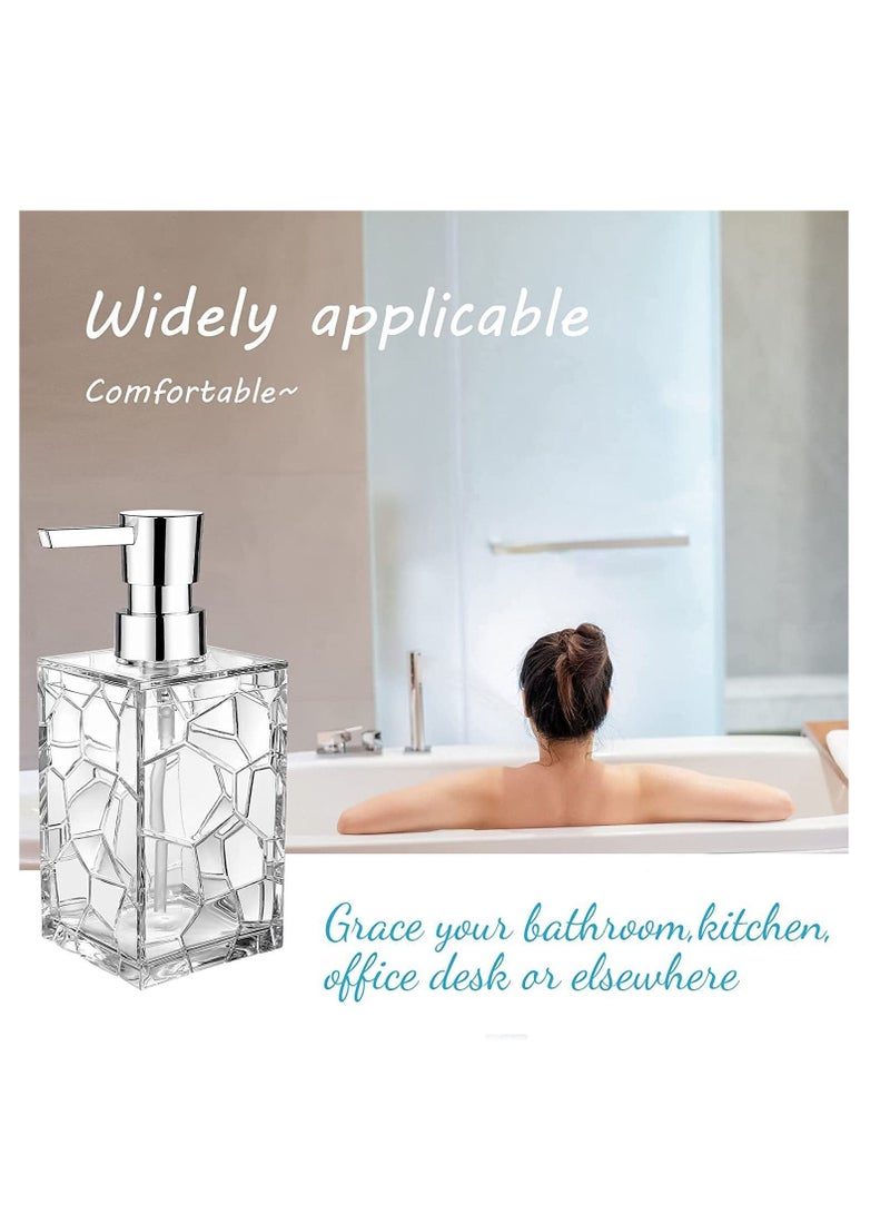 Y&D Acrylic Soap Dispenser, 11Oz Refillable Wash Hand Liquid Dish Detergent Shampoo Lotion Dispenser Bottle with Pump, Polygonal Transparent Clear and Elegant Bathroom Decor for Bathroom, Kitchen Sink - Image 5