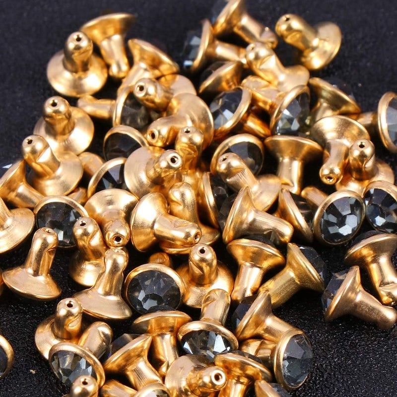comfrt 100 Pcs Snap Fasteners Kit Metal Diamond Rhinestone Button Snaps Press Studs for Clothes Jackets Jeans Wears Bracelets Bags(Grey Diamond with Golden Rim) - Image 3