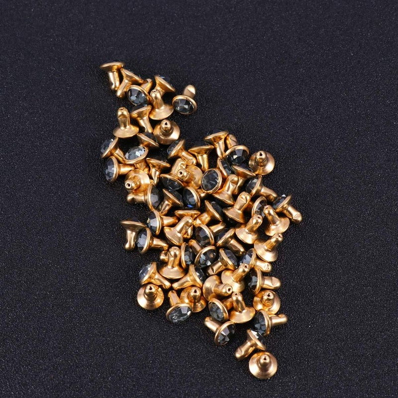 comfrt 100 Pcs Snap Fasteners Kit Metal Diamond Rhinestone Button Snaps Press Studs for Clothes Jackets Jeans Wears Bracelets Bags(Grey Diamond with Golden Rim) - Image 4