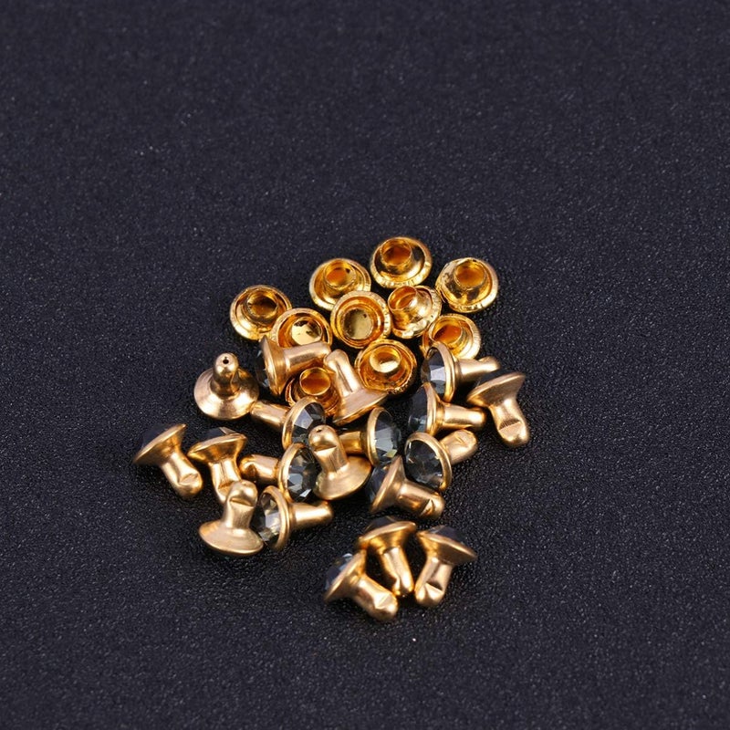 comfrt 100 Pcs Snap Fasteners Kit Metal Diamond Rhinestone Button Snaps Press Studs for Clothes Jackets Jeans Wears Bracelets Bags(Grey Diamond with Golden Rim) - Image 5