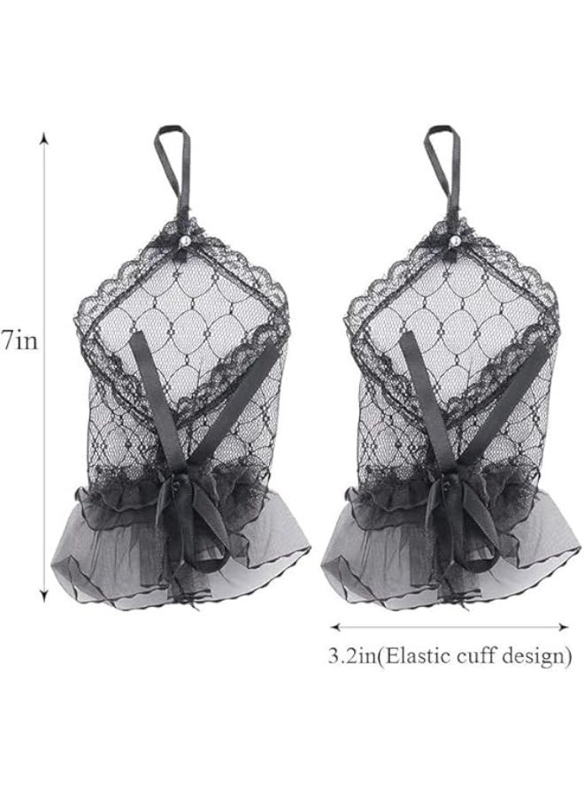 1 زوج من قفازات الدانتل ، قفازات شبكة الأسماك السوداء ، قفاز زفاف الدانتل الأسود ، تصميم الدانتل الرجعي ، ناعم وسلس ، للزفاف ، الخطوبة ، الحزب ، حفل الرفيع - Image 2