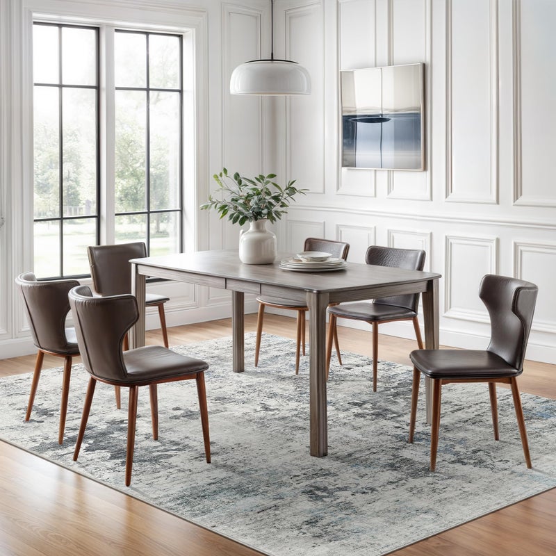 Soalmost Abstract Rug 5x7 Machine Washable Area Indoor Grey Low Pile Non-Slip Foldable Thin Accent Rugs for Bedroom Living Room Dining Room - Image 3