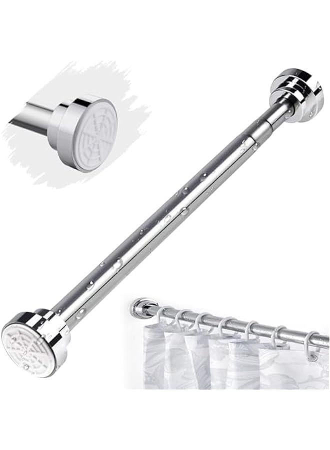 HOOKOR Tension Shower Rods, 105-195cm Never Rust + Non-Fall Down, 304 Stainless Steel,Super-Large Non-Slip Plate Spring Shower Curtain Rods Use Bathroom Kitchen Home Never Collapse No Drill - Image 1