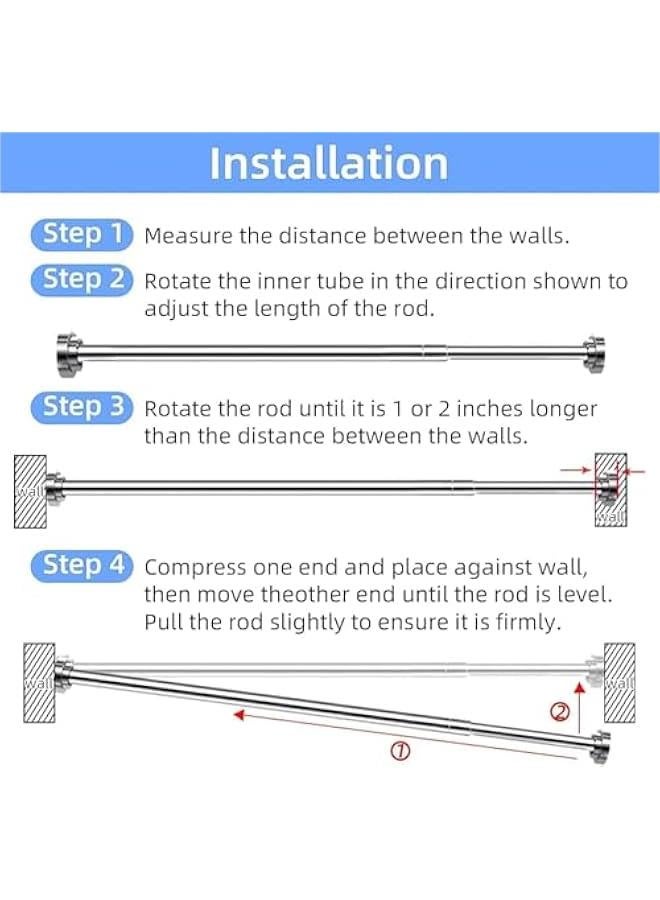 HOOKOR Tension Shower Rods, 105-195cm Never Rust + Non-Fall Down, 304 Stainless Steel,Super-Large Non-Slip Plate Spring Shower Curtain Rods Use Bathroom Kitchen Home Never Collapse No Drill - Image 3