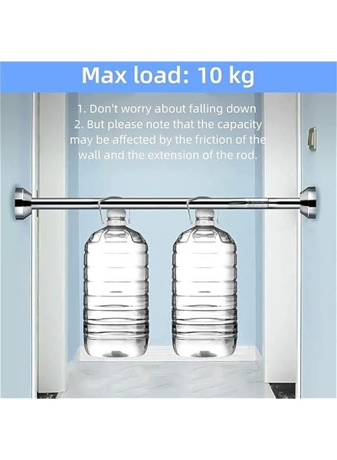 HOOKOR Tension Shower Rods, 105-195cm Never Rust + Non-Fall Down, 304 Stainless Steel,Super-Large Non-Slip Plate Spring Shower Curtain Rods Use Bathroom Kitchen Home Never Collapse No Drill - Image 4