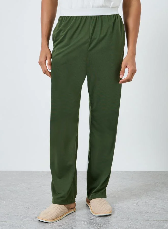 ستايلي بنطال بيجاما سادة بخصر مطاطي