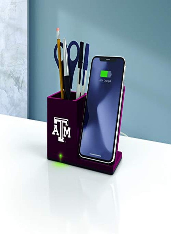 SOAR NCAA Wireless Cell Phone Charging Stand and Desktop Organizer, Texas A&M Aggies - Image 3