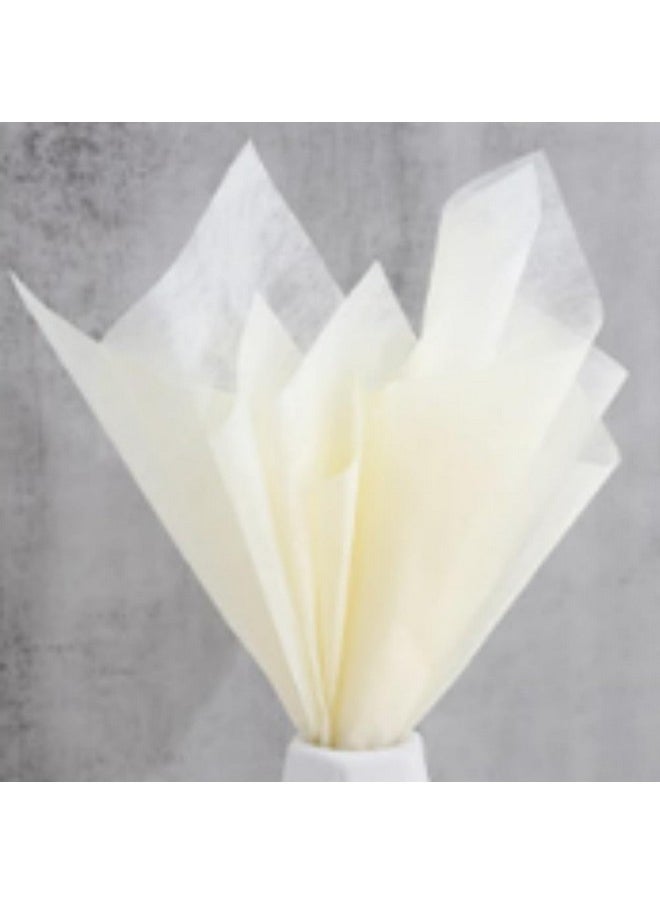 OUKEYI - 40 Sheets Korean Of Cotton Wrapping Flower Paper Non-Woven Floral Wrapping Paper, Waterproof Pleated Withdrawable Flower Bouquet Lining Paper Gift Packaging Paper (Fresh Rice) - Image 1