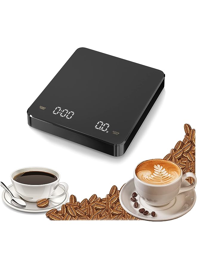 KASTWAVE Coffee Scale, Rechargeable Pour-Over Coffee Scale with Timer, Drip Coffee Scale with Touch Sensor Operation and Invisible Screen, Measures in Grams, Ounces, and Milliliter - Image 1