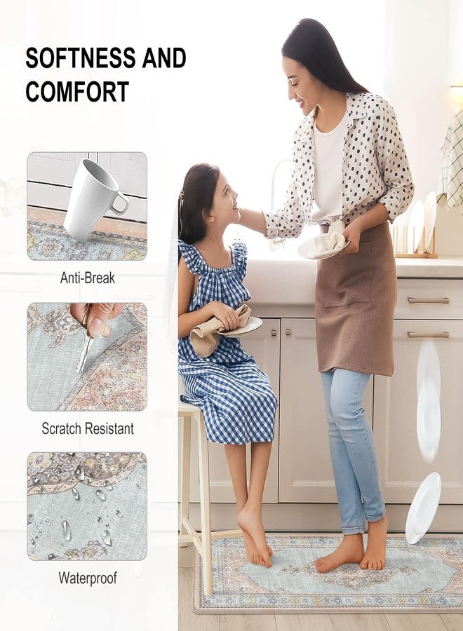 Collive Boho Kitchen Mat 2PCS Cushioned Kitchen Mats for Floor, Anti-Fatigue Mat Waterproof Kitchen Rug Set of 2 Non-Skid Comfort Standing Mat for Kitchen, Office, Sink, Laundry, 17"x30"+17"x47"(Pink) - Image 3