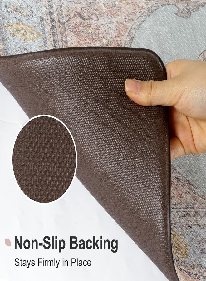 Collive Boho Kitchen Mat 2PCS Cushioned Kitchen Mats for Floor, Anti-Fatigue Mat Waterproof Kitchen Rug Set of 2 Non-Skid Comfort Standing Mat for Kitchen, Office, Sink, Laundry, 17"x30"+17"x47"(Pink) - Image 4