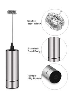 ماركة غير محددة Electric Handheld Milk Frother Foamer Mixer Stainless Steel Coffee Latte Stirr Blender Silver  - Image 4