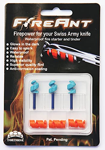 FireAnt 3 Pack  Fire Starter and Tinder System for Swiss Army Victorinox Knives Blue Glow
