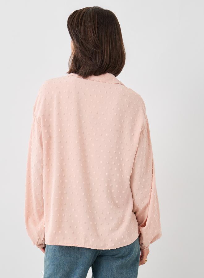 تايك تو قميص بأزرار وأكمام بالون منقوش - Image 5