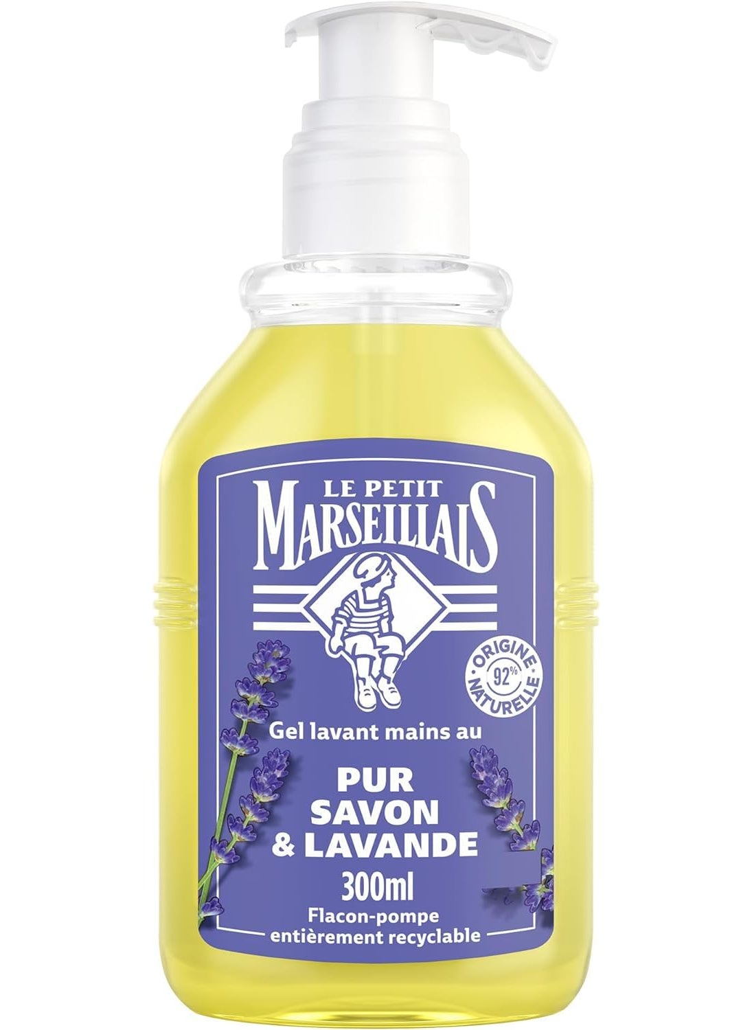 LE PETIT MARSEILLAIS Le Petit Marseillais Hand washing gel with Pure Soap and Lavender 300 ml pump bottle  Liquid soap with 92 ingredients of natural origin  Hand soap with neutral pH for the skin 