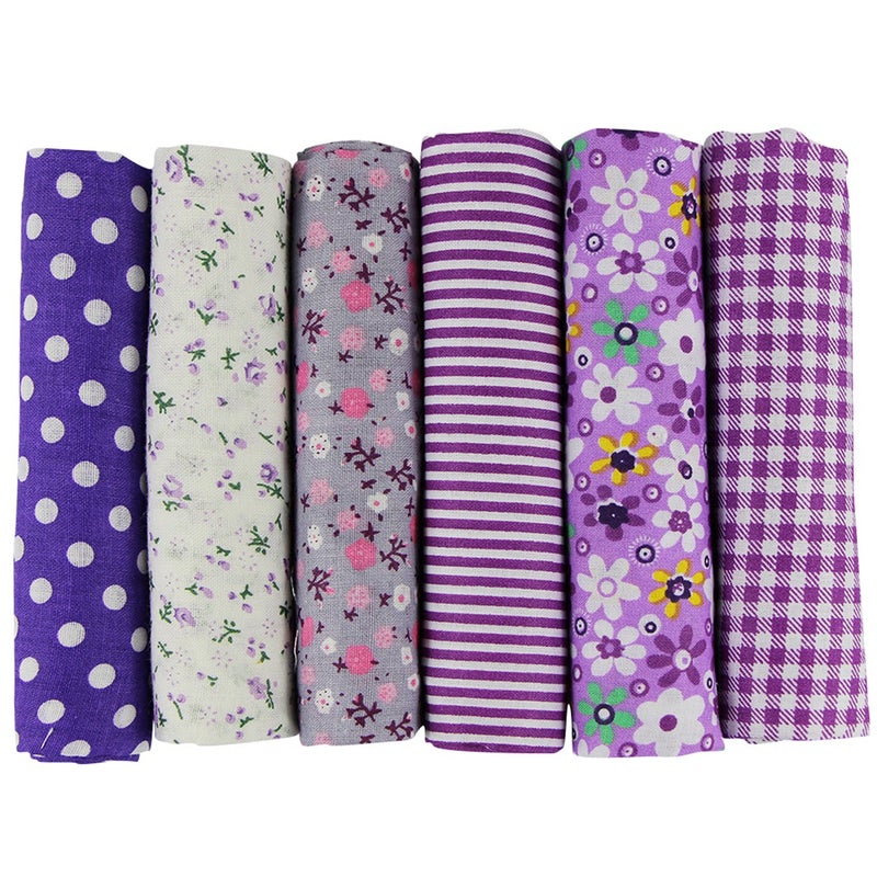 UOOOM 6pcs 50 x 50cm Patchwork Cotton Fabric DIY Handmade Sewing Quilting Fabric Different Designs TonePurple