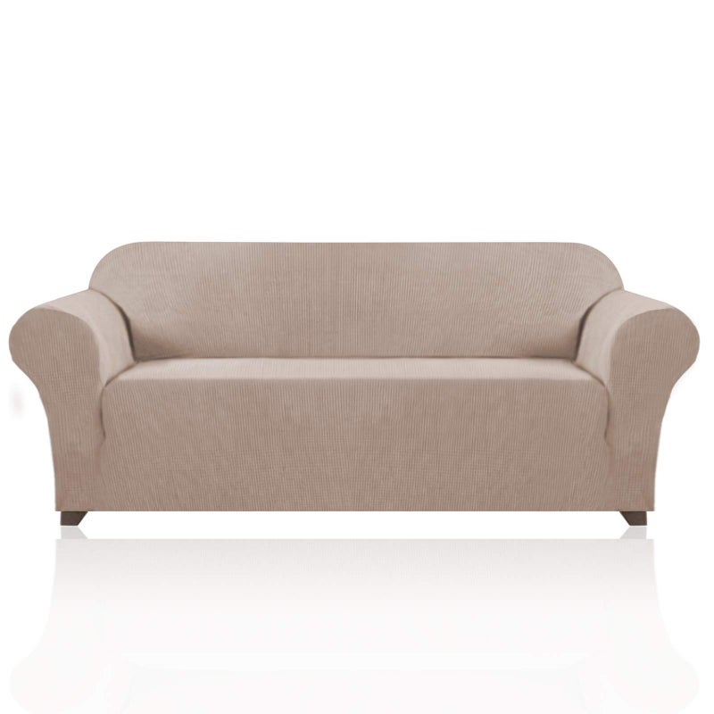 PrinceDeco Stretch Sofa Cover Couch Covers for 3 Cushion Couch Furniture Protector Sofa Covers with Non Slip Elastic Bottom Pet Friendly Articles Sofa72 to 92 in Sand